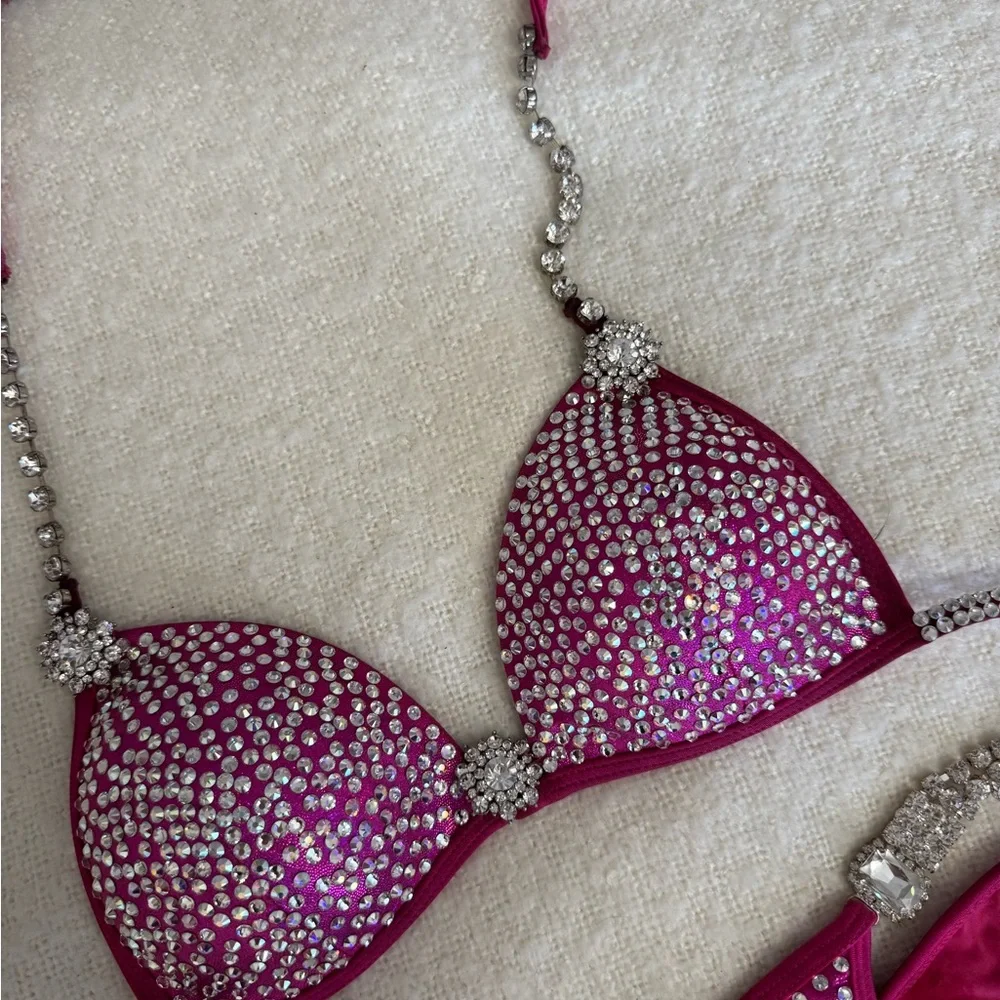 Glamorous Pink Crystal Competition Bikini Set - Picture 2 of 8